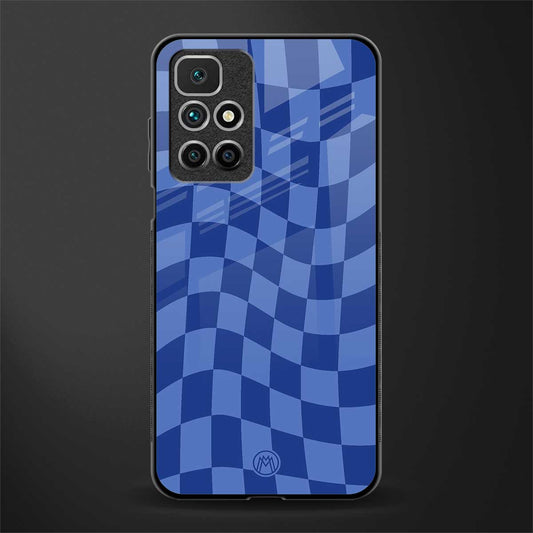 blue trippy check pattern glass case for redmi 10 prime image