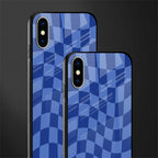 blue trippy check pattern glass case for iphone xs image-2