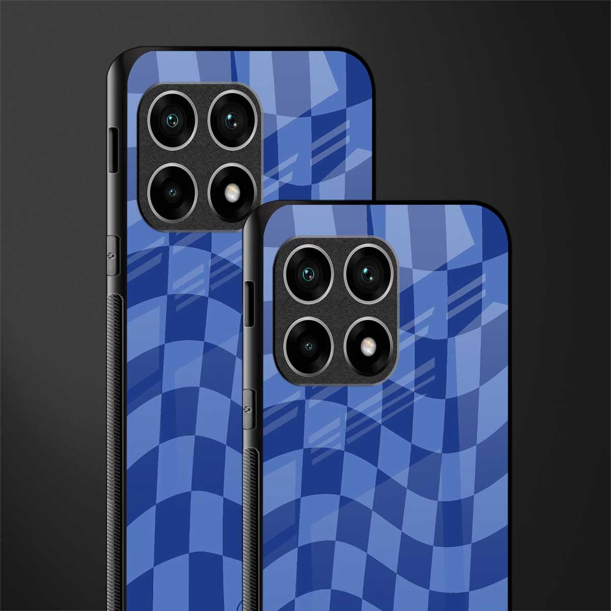blue trippy check pattern glass case for oneplus 10 pro 5g image-2