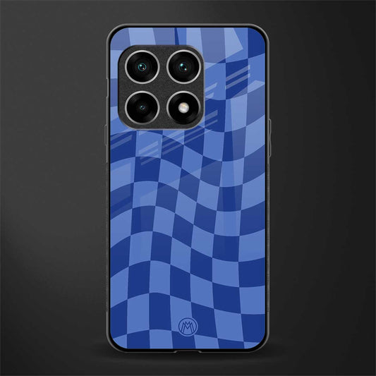 blue trippy check pattern glass case for oneplus 10 pro 5g image