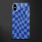 blue trippy check pattern glass case for iphone x image