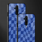 blue trippy check pattern glass case for oneplus 7t pro image-2
