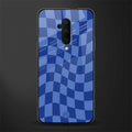 blue trippy check pattern glass case for oneplus 7t pro image