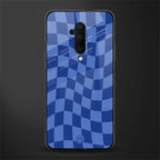 blue trippy check pattern glass case for oneplus 7t pro image