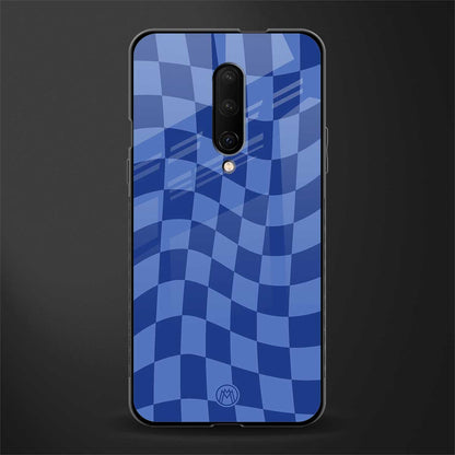 blue trippy check pattern glass case for oneplus 7 pro image
