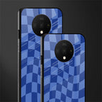 blue trippy check pattern glass case for oneplus 7t image-2