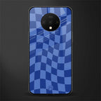 blue trippy check pattern glass case for oneplus 7t image