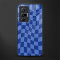 blue trippy check pattern glass case for vivo x70 image