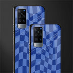 blue trippy check pattern glass case for vivo x60 image-2