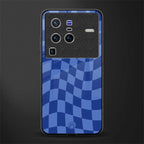blue trippy check pattern glass case for vivo x80 pro 5g image