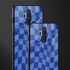 blue trippy check pattern glass case for oneplus 8 pro image-2