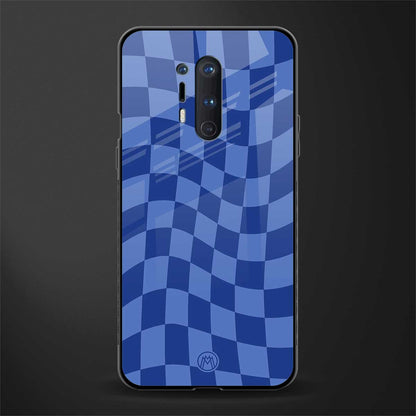 blue trippy check pattern glass case for oneplus 8 pro image