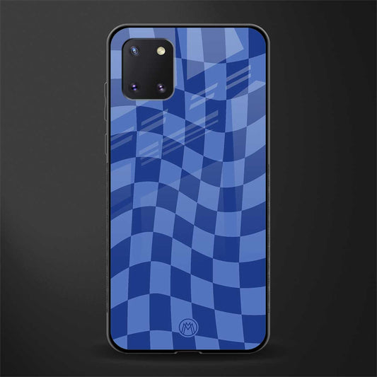 blue trippy check pattern glass case for samsung a81 image