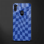 blue trippy check pattern glass case for samsung galaxy m11 image