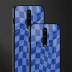 blue trippy check pattern glass case for oneplus 8 image-2