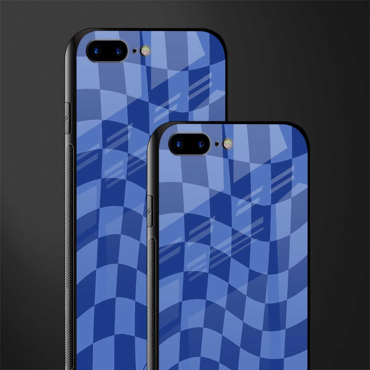 blue trippy check pattern glass case for iphone 7 plus image-2