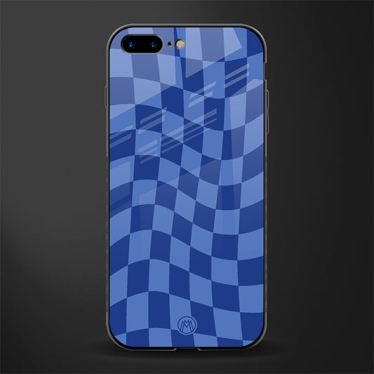 blue trippy check pattern glass case for iphone 7 plus image