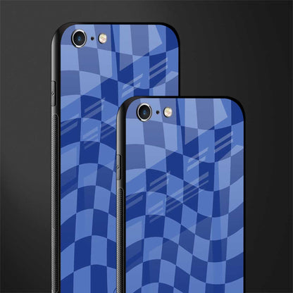blue trippy check pattern glass case for iphone 6s plus image-2