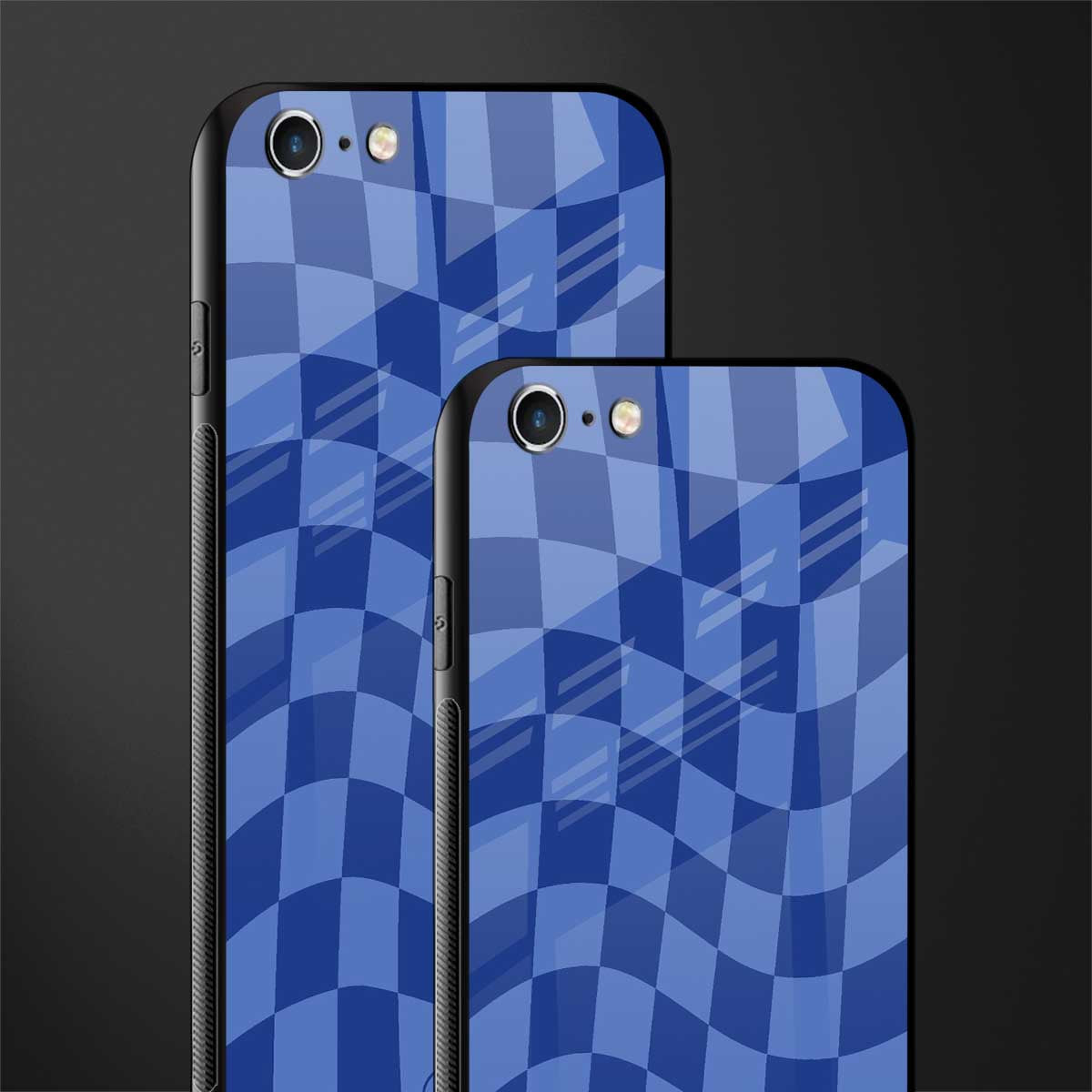 blue trippy check pattern glass case for iphone 6s image-2