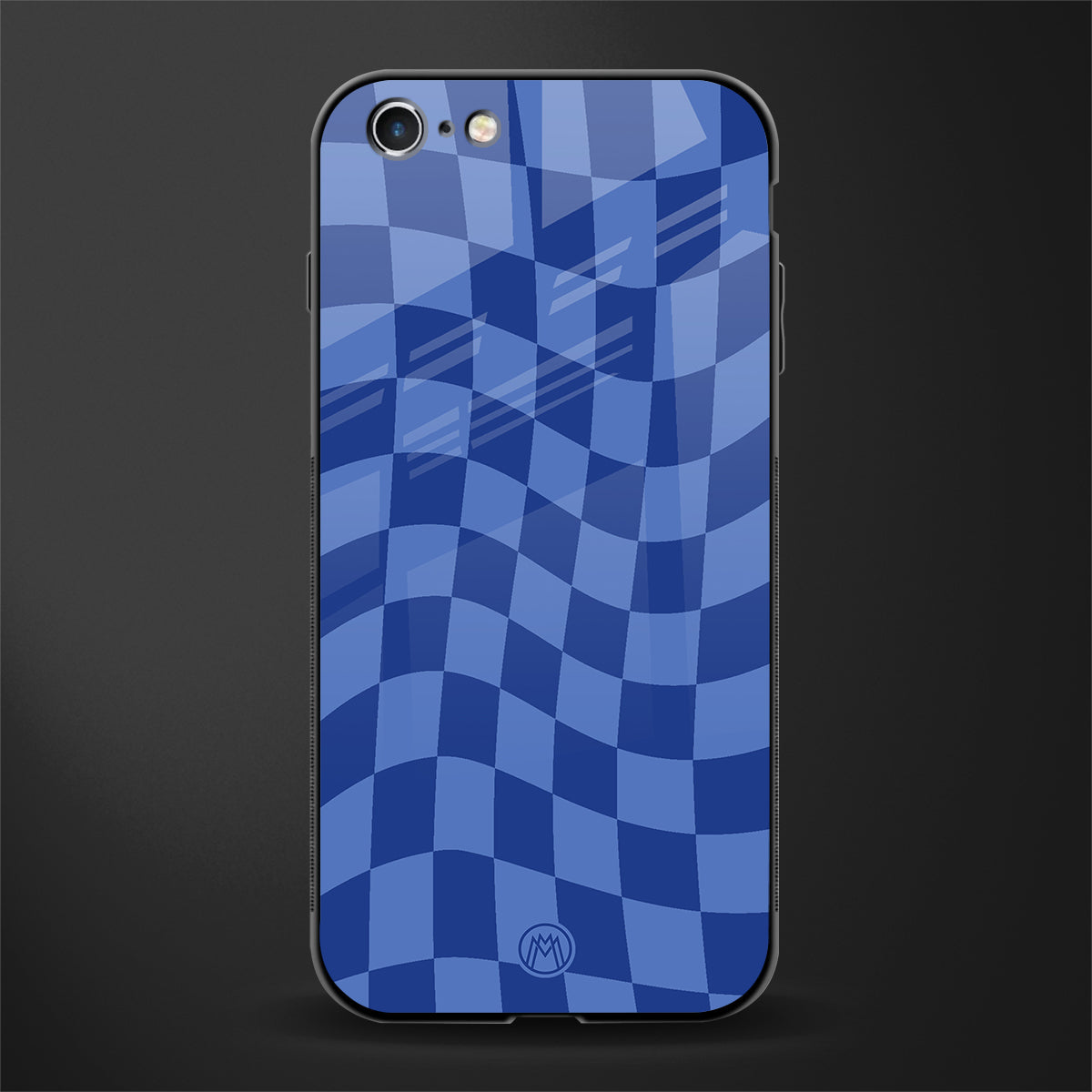 blue trippy check pattern glass case for iphone 6 plus image