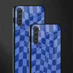 blue trippy check pattern glass case for oneplus nord ac2001 image-2
