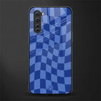 blue trippy check pattern glass case for oneplus nord ac2001 image