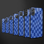 blue trippy check pattern glass case for samsung galaxy s22 plus 5g image-3