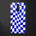 blue white trippy check pattern glass case for poco x2 image