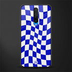blue white trippy check pattern glass case for poco x2 image