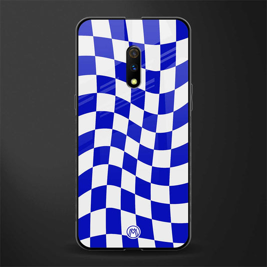 blue white trippy check pattern glass case for oppo k3 image