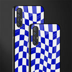 blue white trippy check pattern glass case for oppo reno 3 pro image-2
