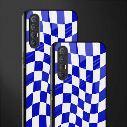 blue white trippy check pattern glass case for oppo reno 3 pro image-2