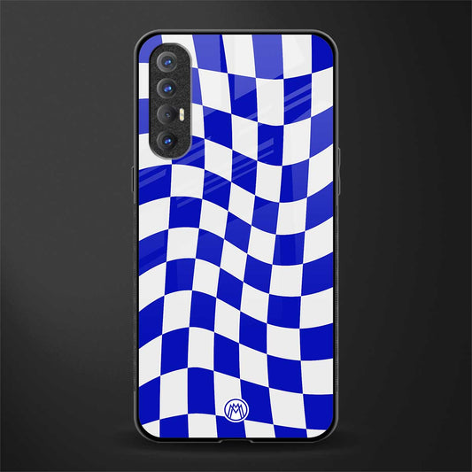 blue white trippy check pattern glass case for oppo reno 3 pro image