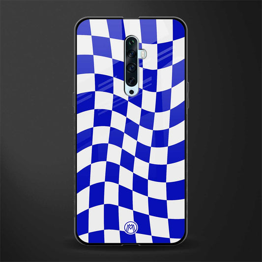 blue white trippy check pattern glass case for oppo reno 2z image