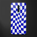 blue white trippy check pattern glass case for oppo reno 2f image