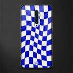 blue white trippy check pattern glass case for oppo reno 2f image