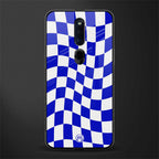 blue white trippy check pattern glass case for oppo f11 pro image