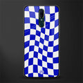 blue white trippy check pattern glass case for oppo f11 image