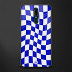 blue white trippy check pattern glass case for oppo f11 image