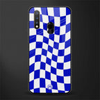 blue white trippy check pattern glass case for vivo u20 image