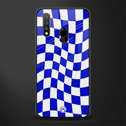 blue white trippy check pattern glass case for vivo y19 image