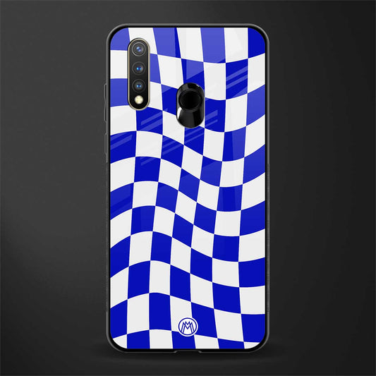 blue white trippy check pattern glass case for vivo y19 image