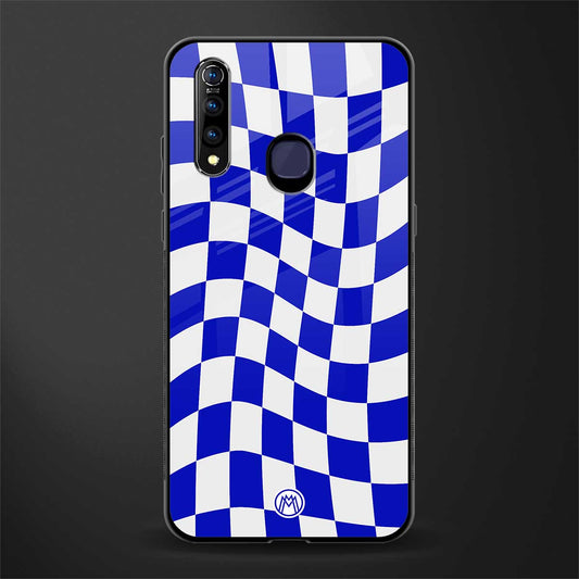 blue white trippy check pattern glass case for vivo z1 pro image