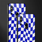blue white trippy check pattern glass case for vivo v15 image-2