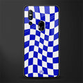 blue white trippy check pattern glass case for vivo v15 image