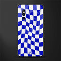 blue white trippy check pattern glass case for vivo v15 pro image