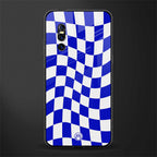 blue white trippy check pattern glass case for vivo v15 pro image