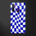 blue white trippy check pattern glass case for realme 5 image