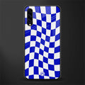 blue white trippy check pattern glass case for samsung galaxy a70s image