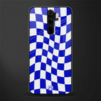 blue white trippy check pattern glass case for redmi note 8 pro image